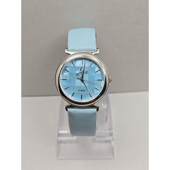 Aria Sterling Silver Watch Blue MOP Mosaic Dial Japanese Quartz New Battery main image 11